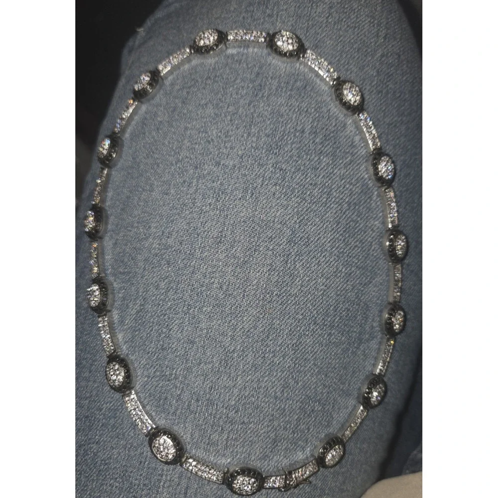 Sterling Silver .925 And Black Spinel Necklace. 16 Inches. 1.2 Ozt